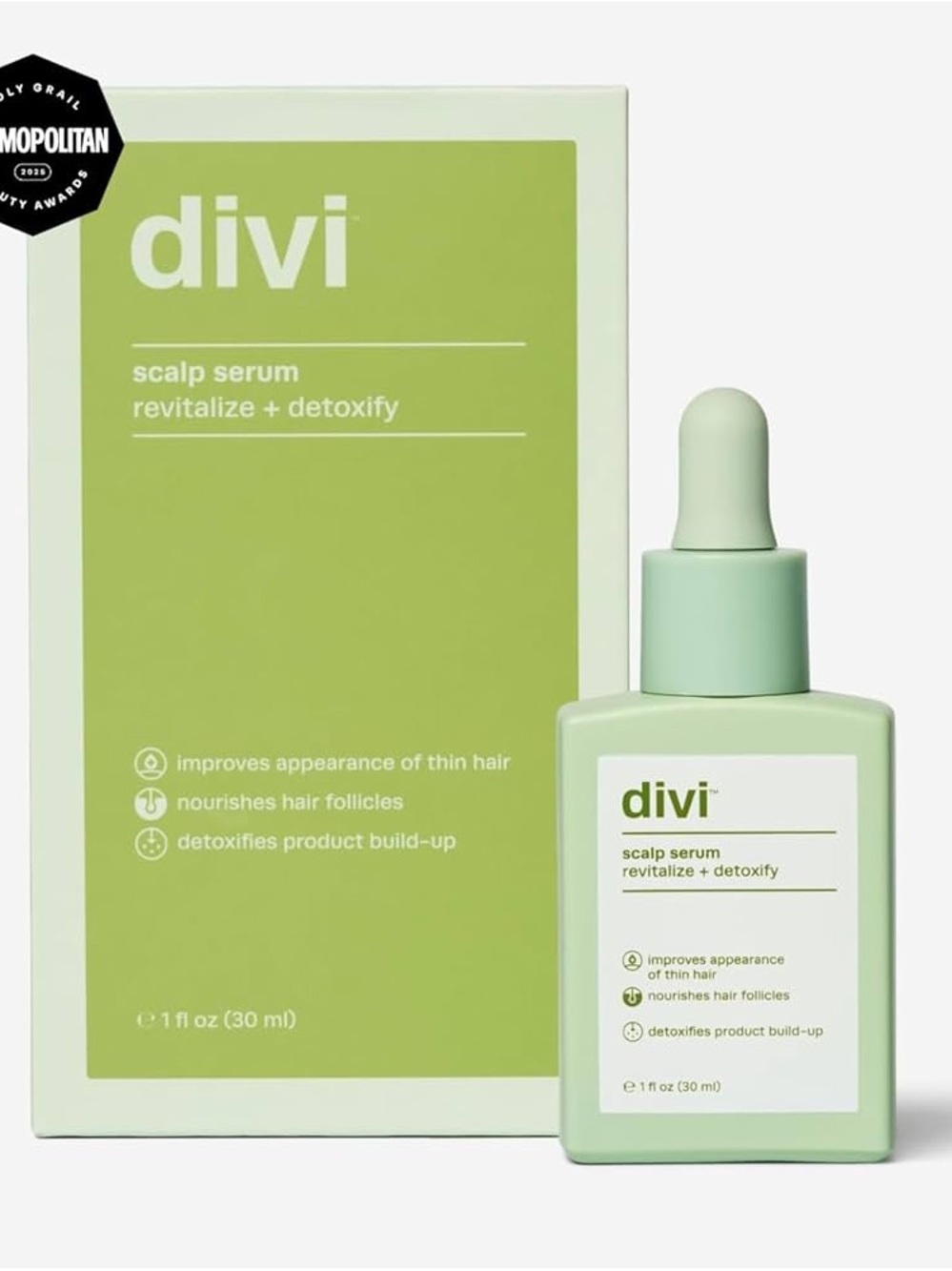 divi Scalp Serum - Revitalize + Detoxify 1 fl oz (30 ml) (Light Green) NEW